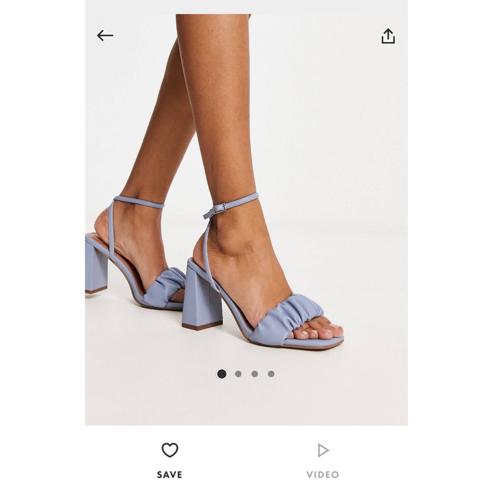 ASOS DESIGN Halo ruched detail mid heeled sandals in blue